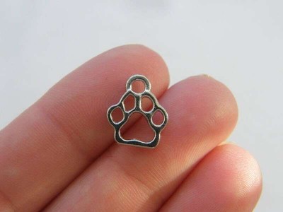 BULK 50 Paw  print charms silver tone A61 - SALE 50% OFF