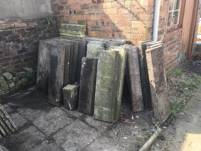 SOLD Free garden paving 3ft x 2ft slabs and edging stones in