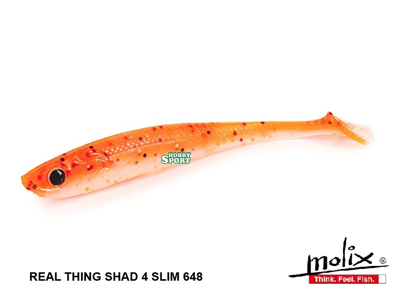 MOLIX RT SHAD 4" SLIM COLORE 648 ORANGE WHITE   SPINNING LAGO FIUME MARE  5 PZ