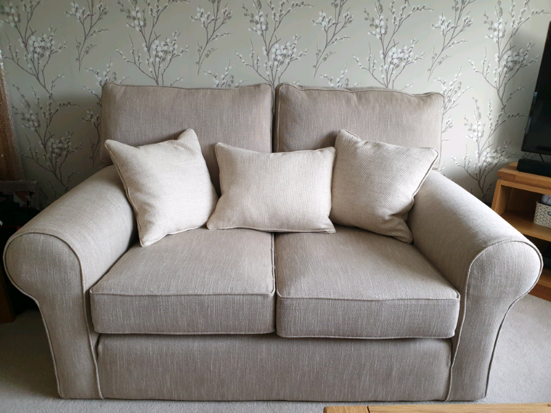Multiyork 2 Seater Cream Sofa & Cushions in Worthing, West Sussex