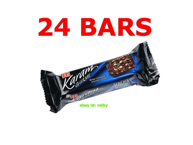 24 sticks 50 gr Turkish ETI Karam Gurme Bitter Chocolate Wafer Gofret