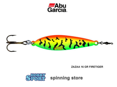 ZAZAA SEATROUT 16 GR ABU GARCIA ARTIFICIALE SPOON 80 mm  FIRE TIGER PESCA LUCCIO