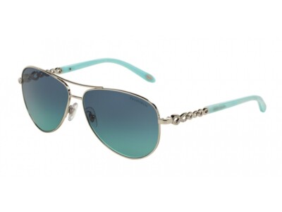 Pre-owned Tiffany & Co Tiffany Sunglasses Tf3049b 60019s Silver Azure In Blue