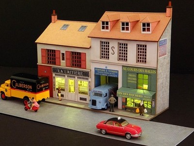 Façade Vitrines Crèmerie + Primeurs maquette HO Régions Compagnies FAC011