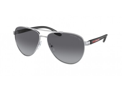 Pre-owned Prada Linea Rossa Sunglasses Ps 52ys 1bc06g Silver Grey Man In Gray