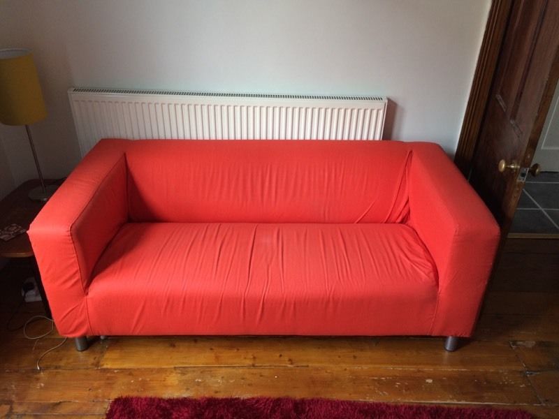 IKEA klippan 2 seater sofa red orange washable cover FREE to Collector