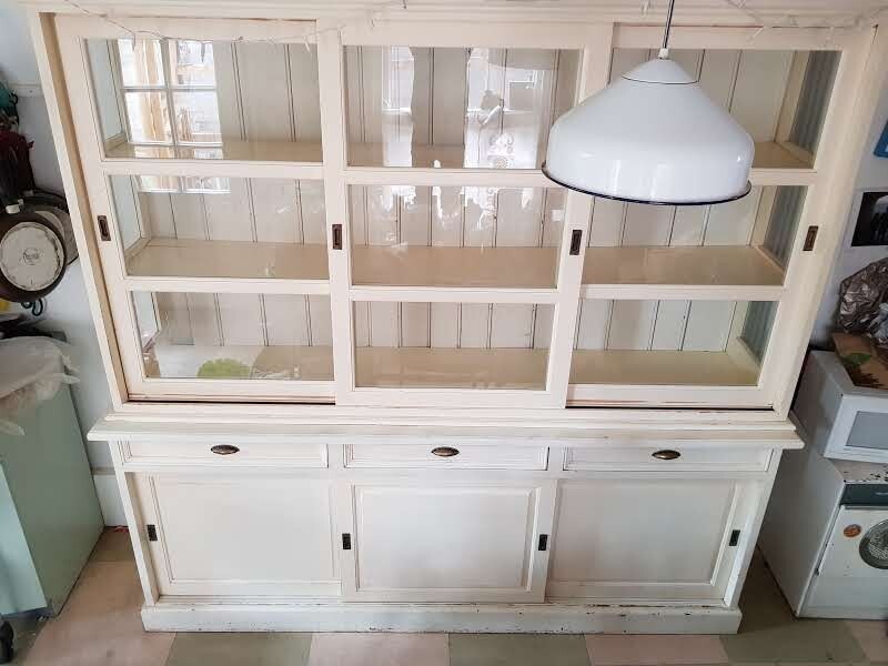 Huge Bespoke Solid Wood Cream Kitchen Dresser Vintage Retro