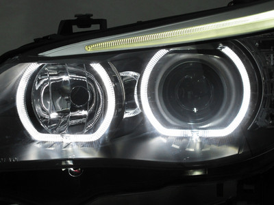 DEPO V3 LED U Ring White Angel Halo Headlight For 2004-10 BMW E60/E61 5 Series