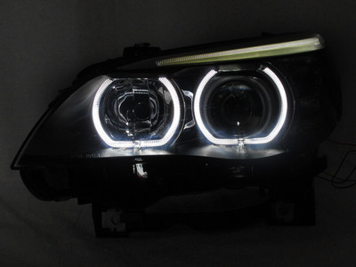 DEPO V3 LED U Ring White Angel Halo Headlight For 2004-10 BMW E60/E61 5 Series