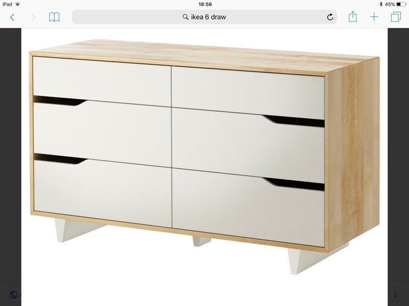 Ikea Askvoll White And Wood Six Draw Dresser In Hove East Sussex