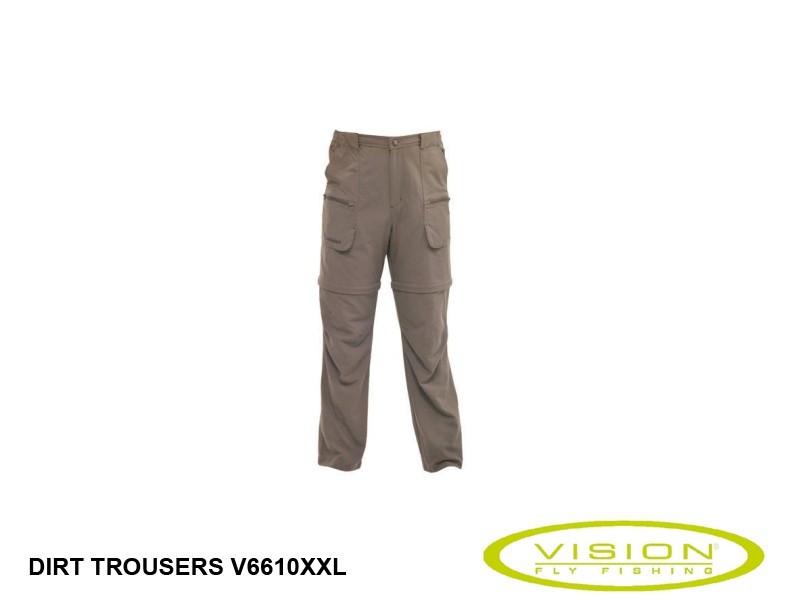 VISION  V6610XXL DIRT  TROUSERS PANTALONE  BEIGE SCURO  PESCA MOSCA E SPINNING