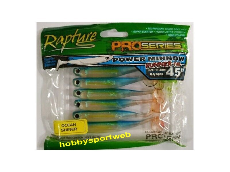RAPTURE HUMMER TAIL  3" SILICONICO OCEAN SHINER BLU CONF 6 PZ - SPINNING