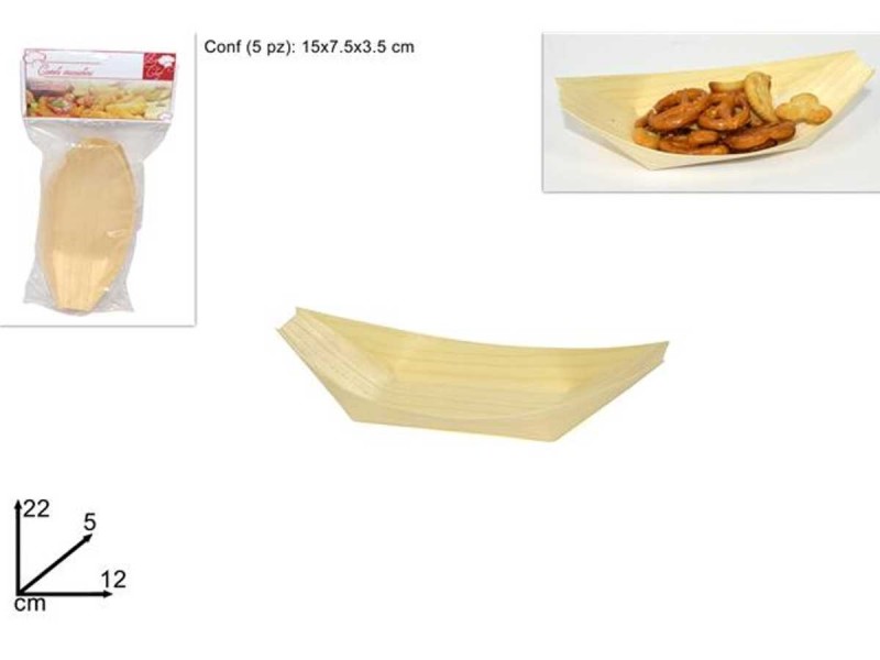 Set 5 Piroghe Bamboo Legno Buffet Finger Food Ciotola Stuzzichini dfh