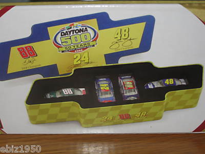 New NASCAR Datona 500 Years Commemorative Tin 4 Car Set New