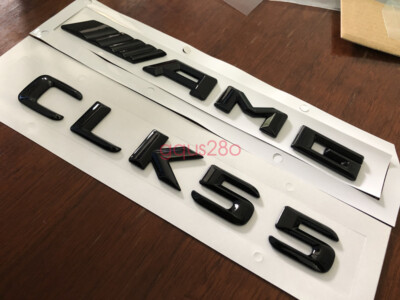 Glossy Black CLK55 + AMG Letters Trunk Embl Badge Sticker for Mercedes Benz CLK