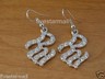 ROCAWEAR CLEAR STONES SILVER TONE PENDANT 22" CHAIN NECKLACE& EARRINGS PAIR SET 