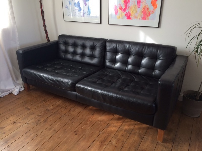 Landskrona sofa by ikea black leather in Walthamstow, London Gumtree