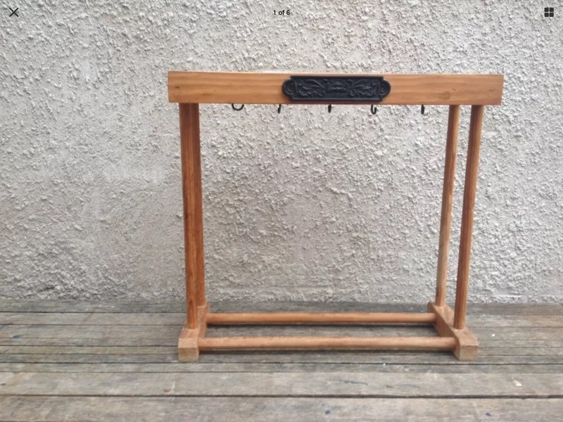 French Vintage LE CREUSET Wooden Saucepan Display Stand in Canton