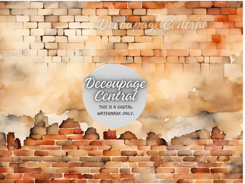 Schmeared Brick | A4 8.3" x 11.7" Rice Paper for Decoupage | Decoupage Central