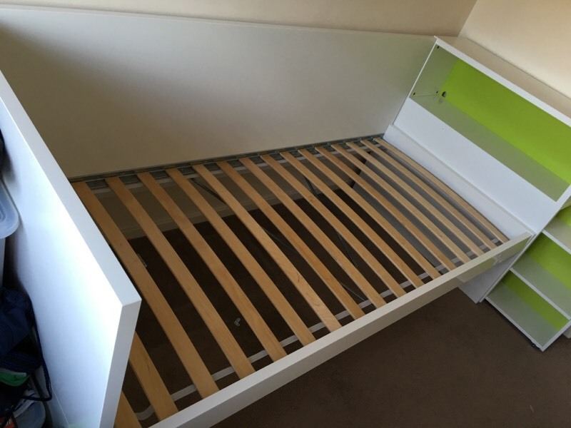 IKEA Flaxa single bed frame and headboard storage. in Stevenage