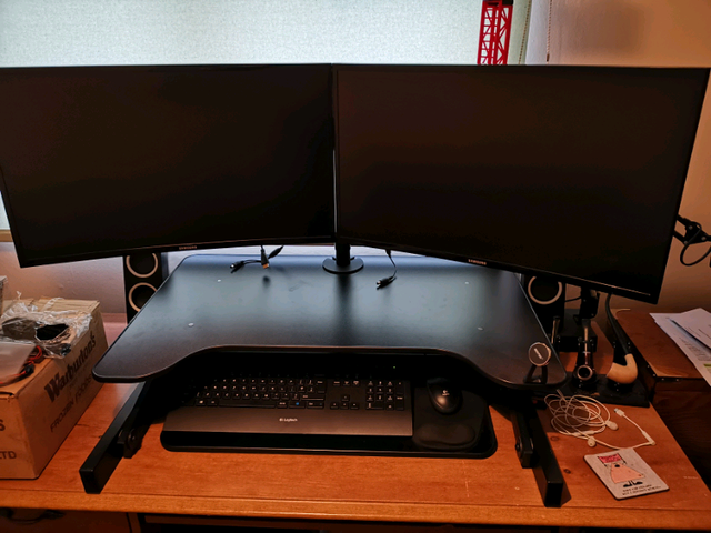 Samsung 27 Dual Monitor And Standing Desk Setup In Blackpool