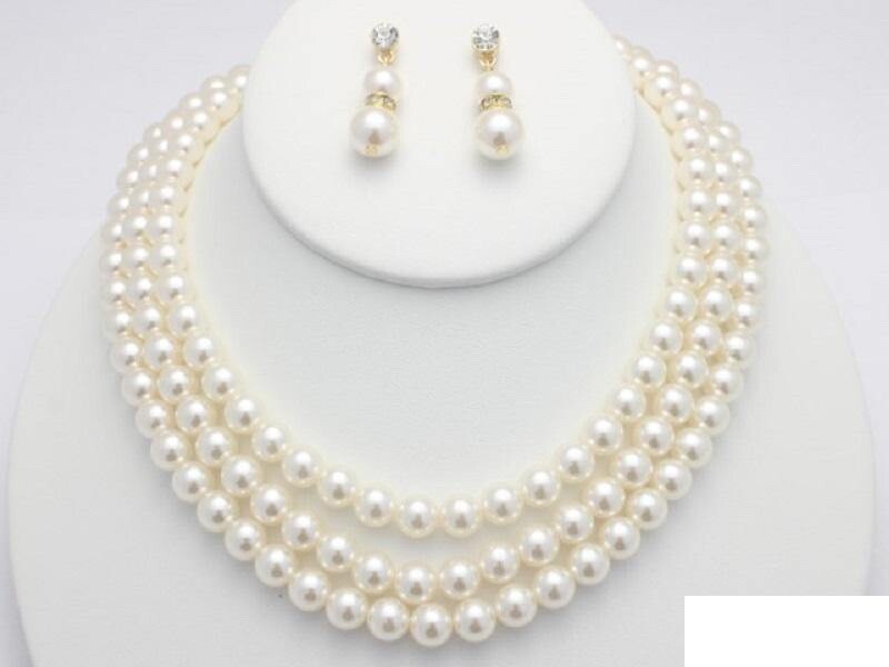 3点set〈万華・クリームパール×ラピスラズリ＆beige〉 3 LAYER GOLD CREAM PEARL NECKLACE SET ( 14913 ) | eBay