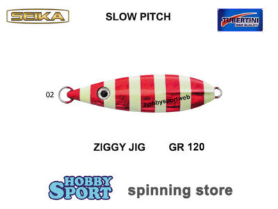 SLOW PITCH ZIGGY JIG 120 GR COL. 02 WR RED LUMINOUS SEIKA TUBERTINI MARE BARCA