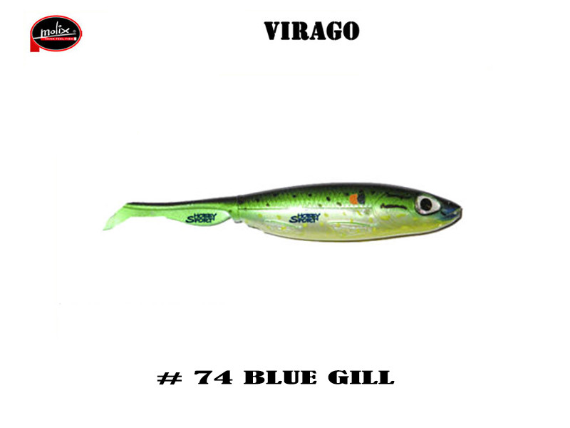 MOLIX VIRAGO 5" COLORE 74 BLUE GILL SILICONICO SPINNING BLACK BASS LAGO FIUME