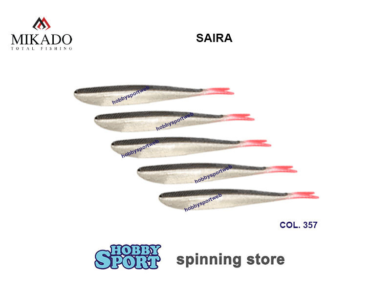 MIKADO SAIRA 357 BLACK SILVER RED 14357 14 CM SILICONICO 5 PZ SPINNING SPIGOLA