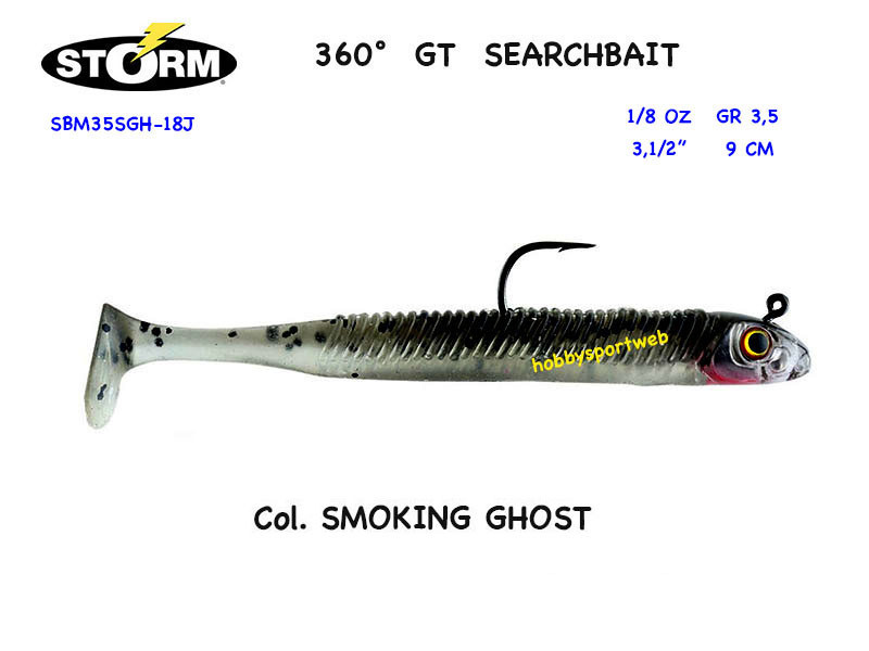 STORM 360° SEARCHBAIT 3-1/2'' SMOKIN' GHOST SBM35SGH-18J ESCA SILICONE 3,5 GR