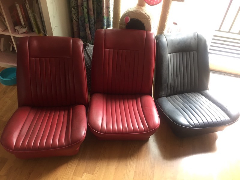 Original genuine Red leather triumph Vitesse/Herald front seats in