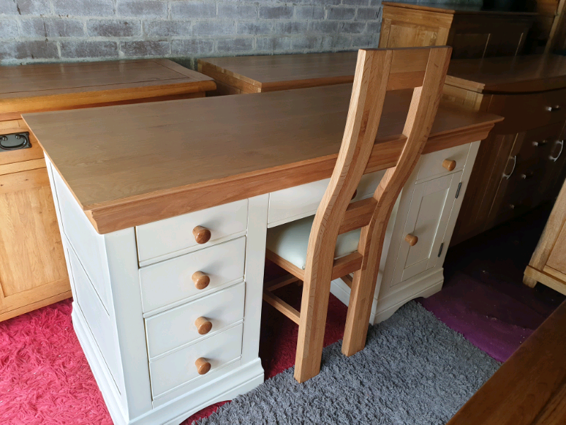 Oak Furniture Land Country Cottage Solid Oak Computer Desk And