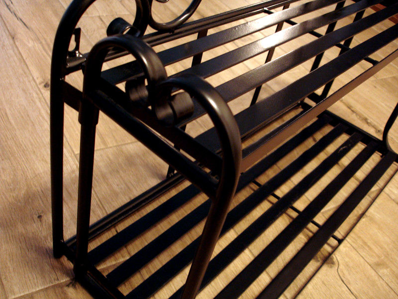 Black Metal Plant Stand 2 Shelf Scroll Design - Folding Stand - Coffee Mug Stand