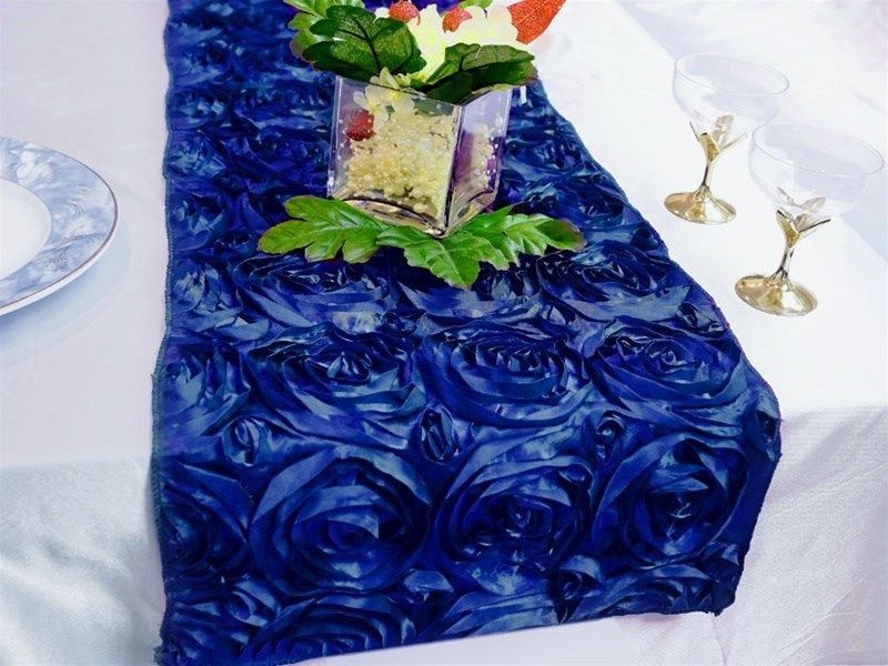 Rosette Satin Table Runner Ribbon 3D Rose Spiral Wedding Party Table decoration