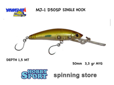 YAMASHITA DEEP MJ1 D50SP 3.3 gr COL. AYG SINGLE HOOK AREA TROUT LIGHT SPINNING