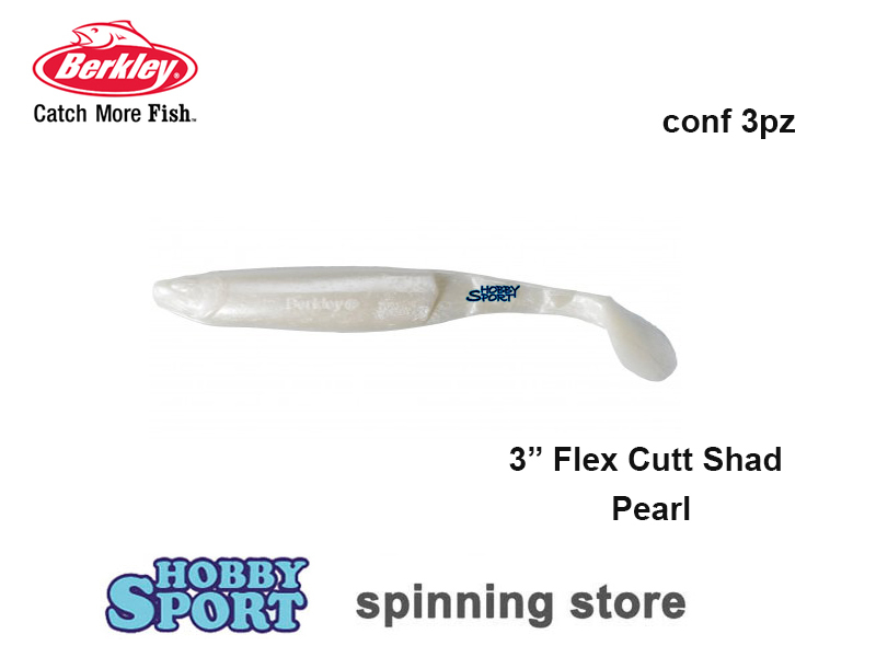 BERKLEY FLEX CUTT SHAD 3" COLORE PEARL  CM 7,5  X SPIGOLA - BASS CONF 3 PZ