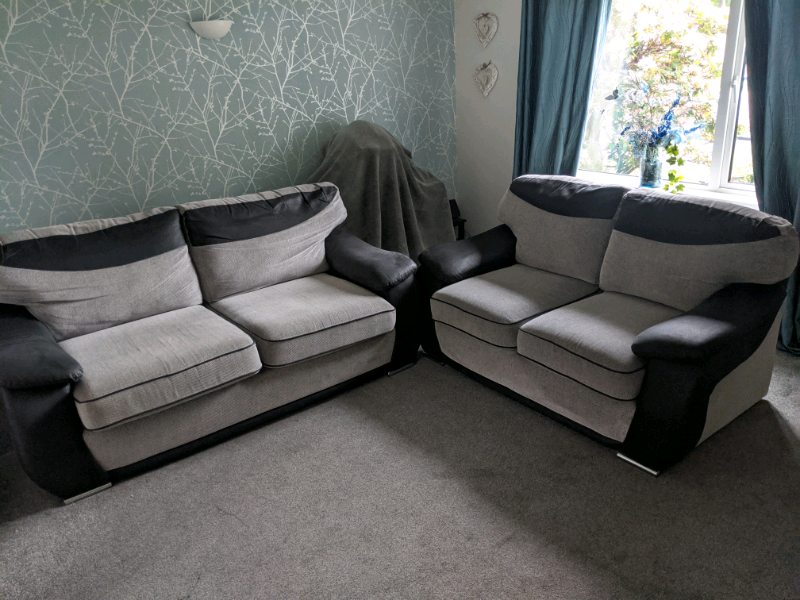 SCS sofa 3+2 seater Light Grey/Black/Chrome with FOAM Upgrade in