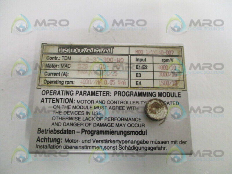 Indramt Mod1/1x140-007 Programming Module *used*