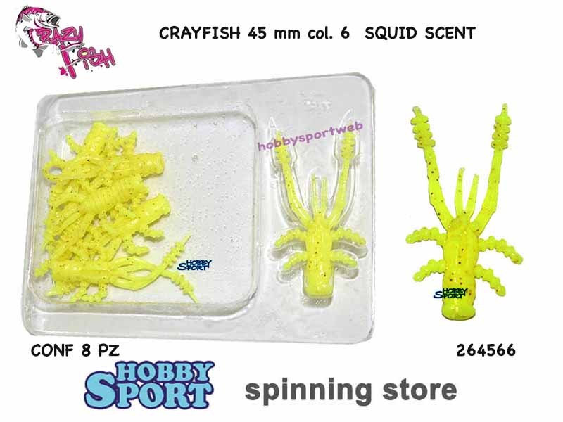 CRAYFISH 45 mm Col. 6 YELLOW AROMA SQUID - LIGHT ROCK FISHING PZ 8 CRAZY FISH