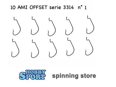 2 BUSTE AMI OFFSET WORMS SERIE 3314 SIZE 1  x BLACK MINNOW TAGLIA 2 -  10 PZ