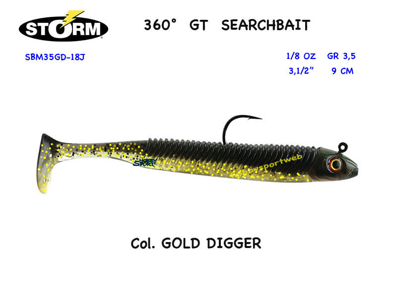 STORM 360° SEARCHBAIT 3-1/2'' GOLD DIGGER SBM35GD-18J ESCA SILICONE 3,5 GR