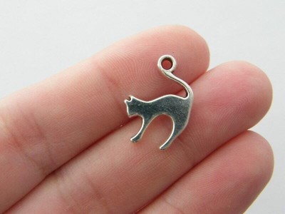 BULK 50 Cat charms antique silver tone A873