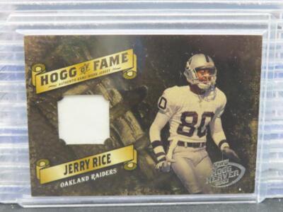 2003 Playoff Jerry Rice Hogg of Fame Silver Materials GU Jersey #29/75 Raiders