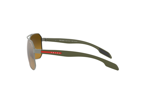Pre-owned Prada Linea Rossa Sunglasses Ps 51vs Dg1741 Gunmetal Brown Man In Blue