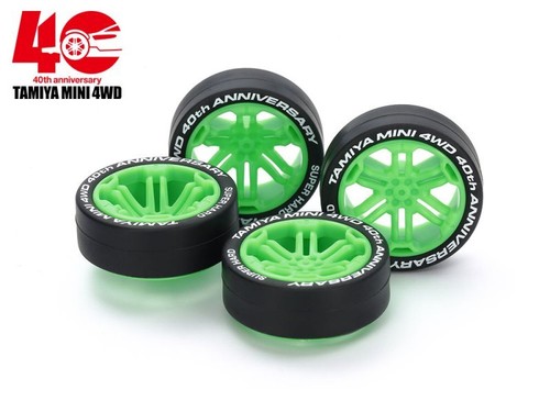 Tamiya 95640 Mini 4WD 40th 12-Spoke Green Wheels w/Super