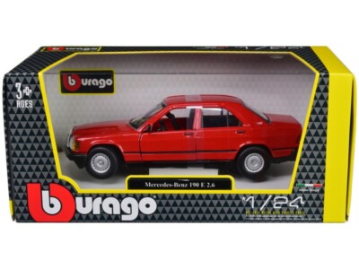 1/24 Bburago Mercedes Benz 190 E 2.6 Diecast Model Car Red 21103