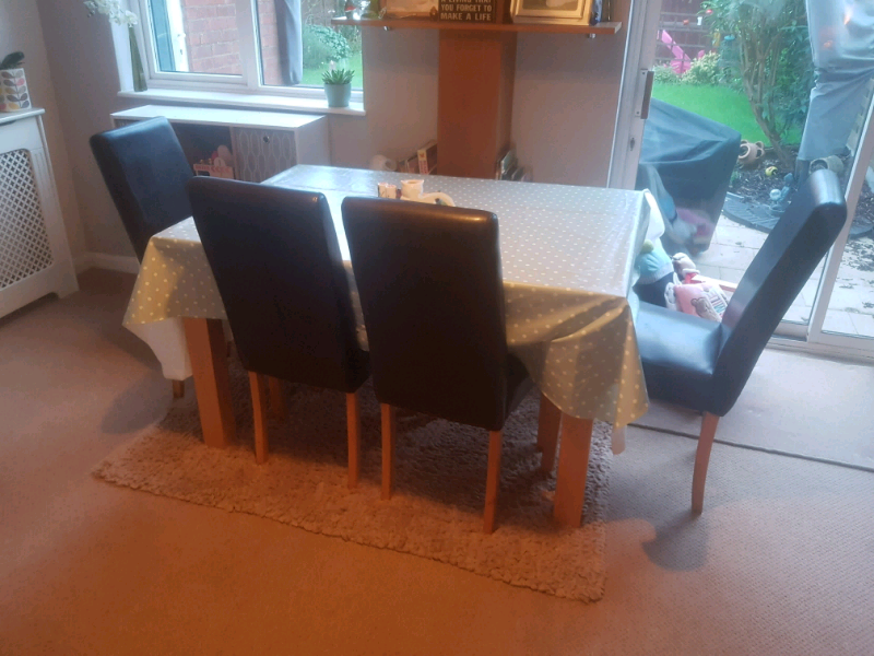 4 X Faux Leather Dining Room Chairs Oak Legs In Shirley