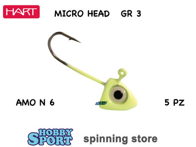 HART ROCK & STREET MICRO JIG HEAD 3 GR AMO 6 COL GLOW IHMH30 LIGHT ROCK FISHING