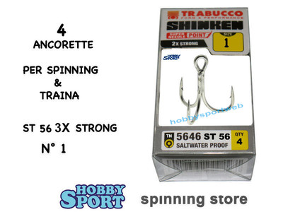 ANCORETTE SHINKEN TRABUCCO 5646  ST56 SIZE 1 SALTWATER PROOF 3 x STRONG 4 PZ