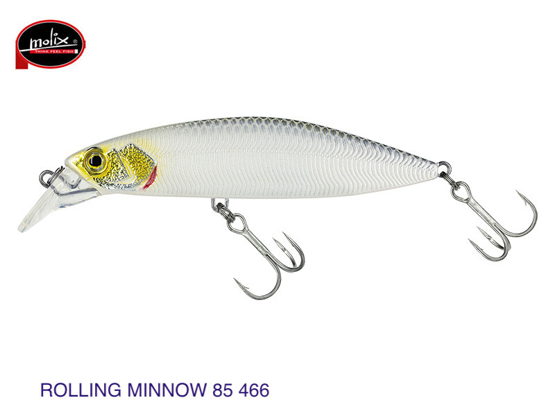 ROLLING MINNOW 85 FS MOLIX COL. 466 NATURAL WHITE  14 GR FAST SINKING 8.5 CM